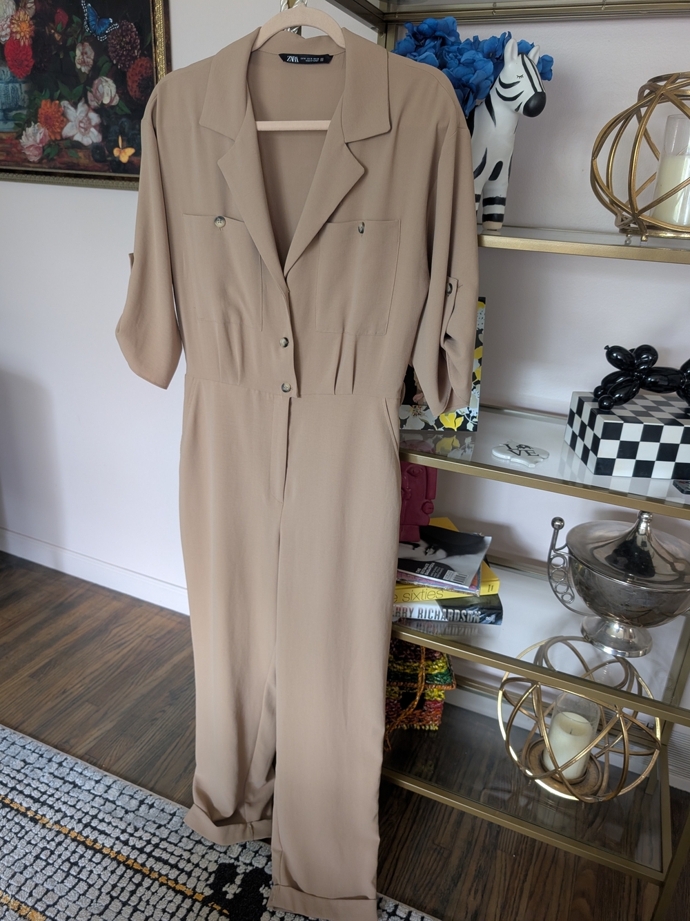 Zara Taupe Utility Jumpsuit (Never Worn)